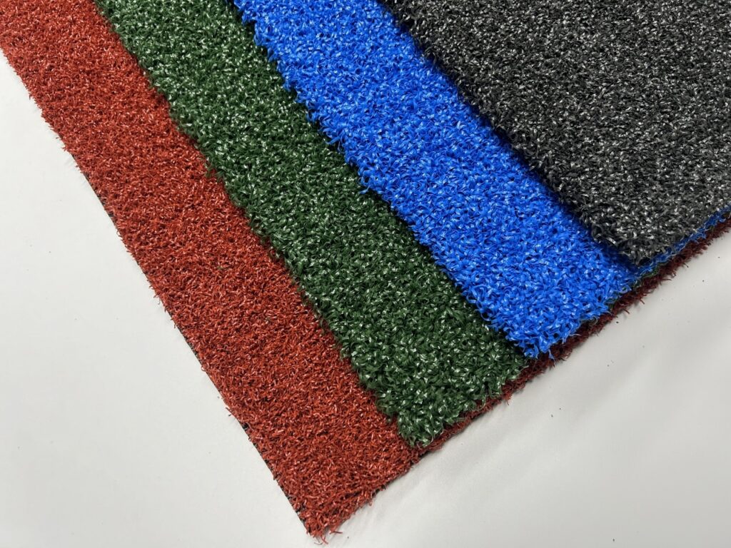 Artificial turf samples in different colours