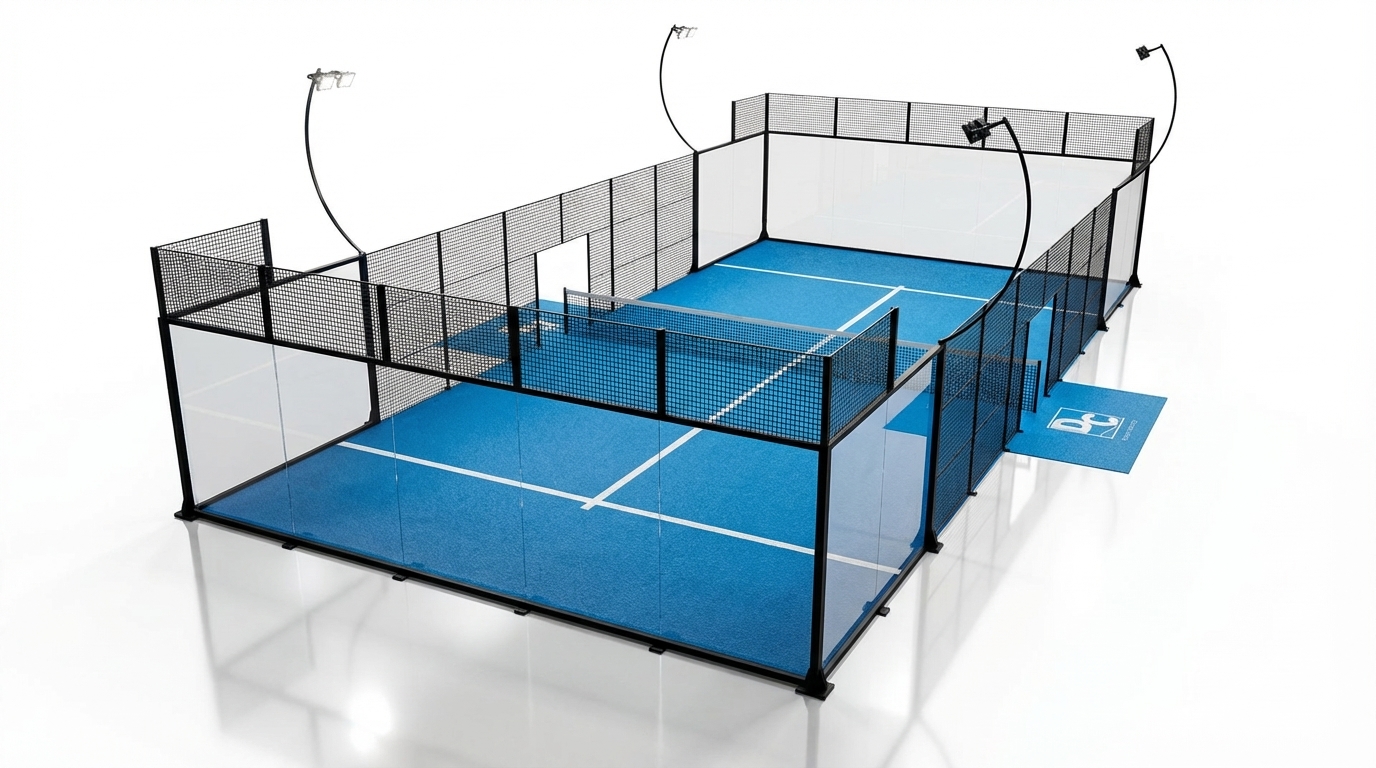 Panoramic padel court with clear spectator visibility, DC-VISTA