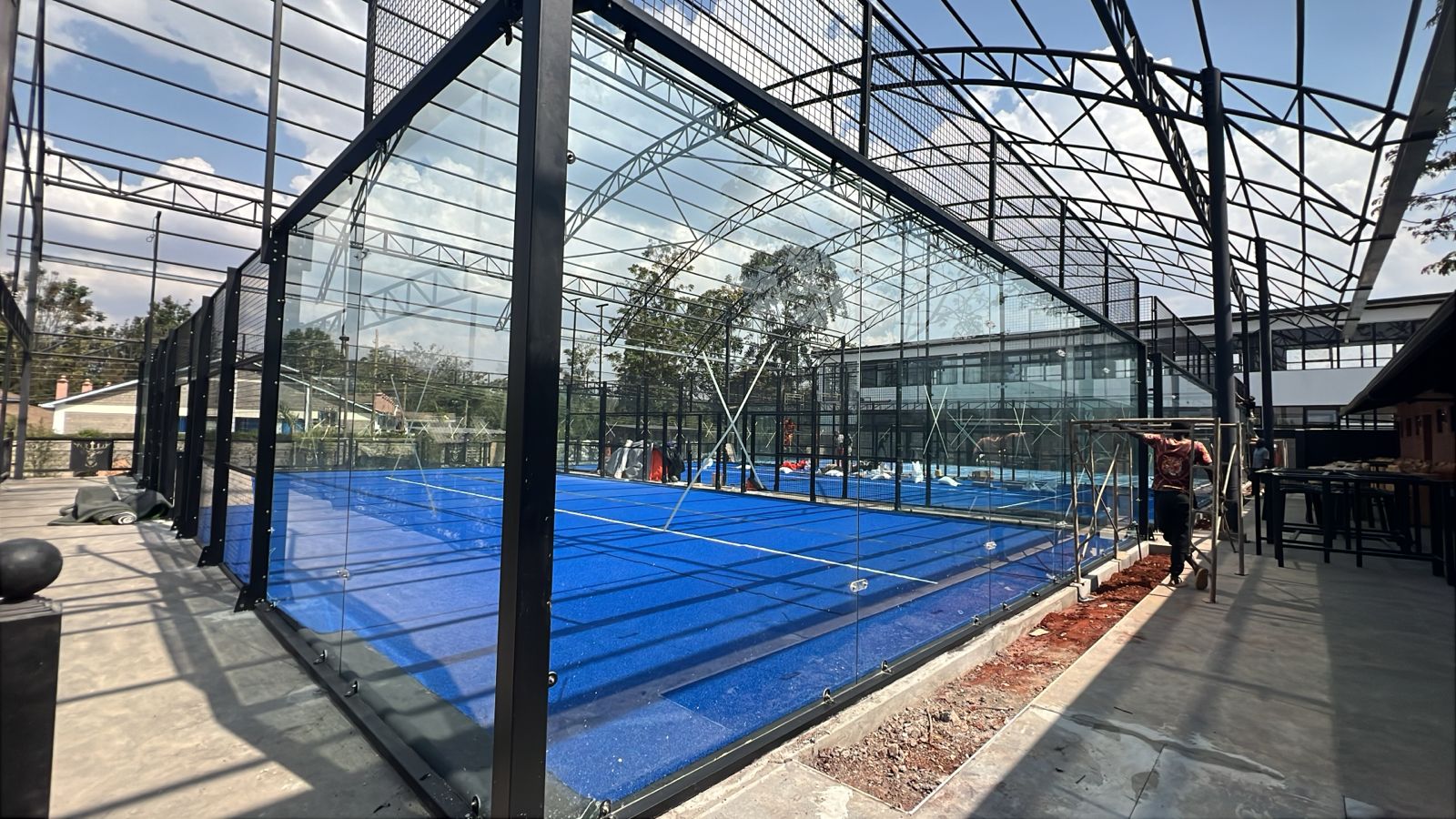 Padel court under installation in Nairobi, Kenya, by Dream Courts