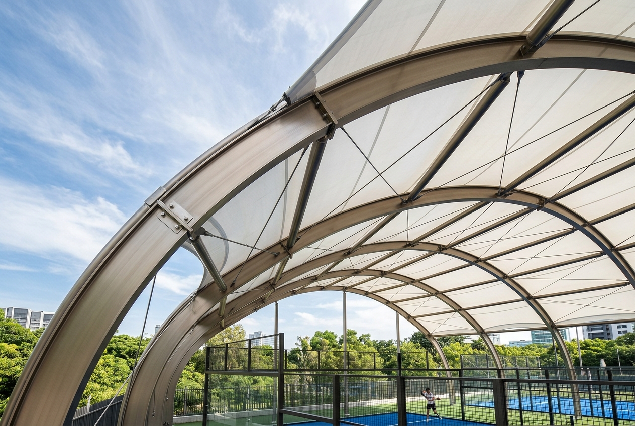 Padel court aluminium structure and components