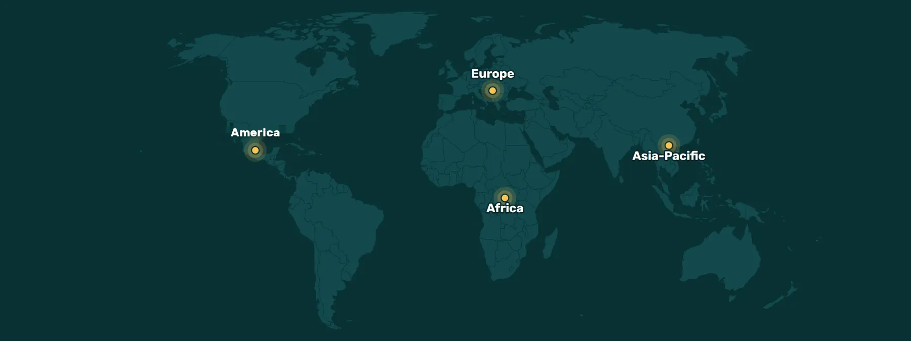 World map showing the regions where Dream Courts padel courts are installed: Asia-Pacific, Europe, Africa and America